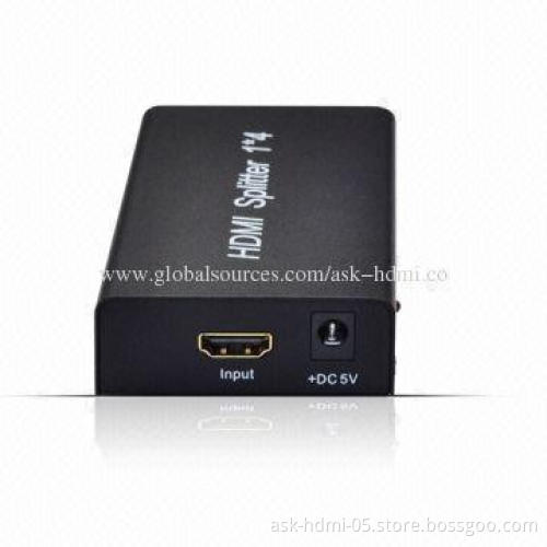 1 x 4 HDMI Splitter, 4-port, 1,080P, V1.3 HDTV, 3D HD Audio, 5V DC/1A Power Supply